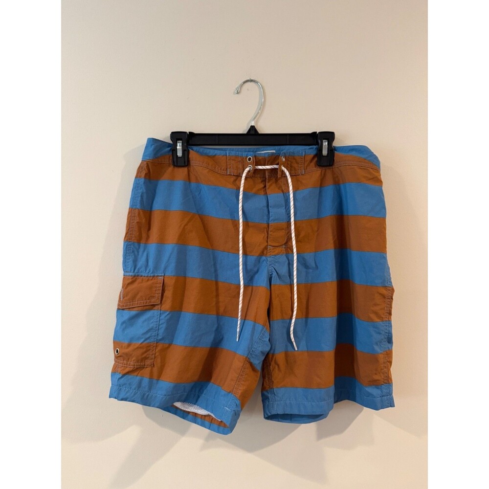 J.Crew Board Shorts Mens 35 Blue Stripe Swim Trunks Mesh Lined